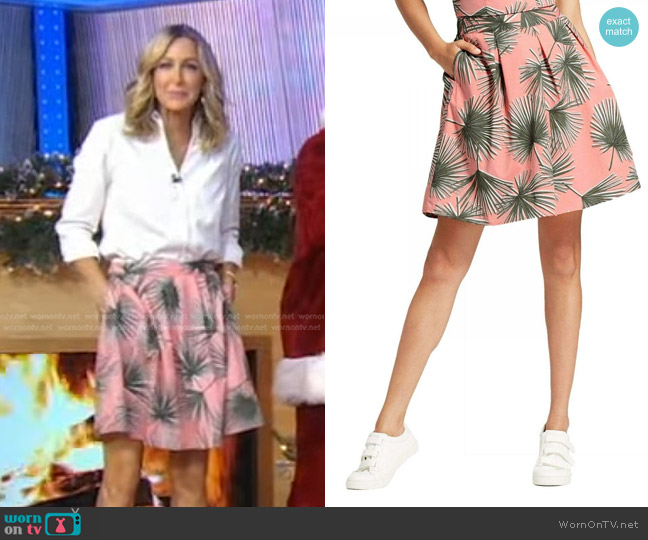 A New Day Stretch Cotton Poplin A Line Skirt worn by Lara Spencer on Good Morning America