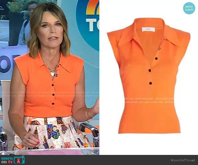A.L.C. Taylor Rib Knit Polo Top worn by Savannah Guthrie on Today