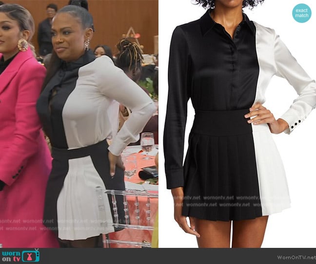 Alice + Olivia Willa Combo Silk Shirt worn by Kandi Burruss on The Real Housewives of Atlanta