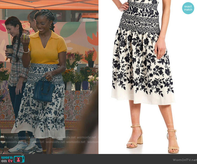 Antonio Melani Floral Print A-Line Skirt worn by Helen Decatur (Heather Headley) on Sweet Magnolias