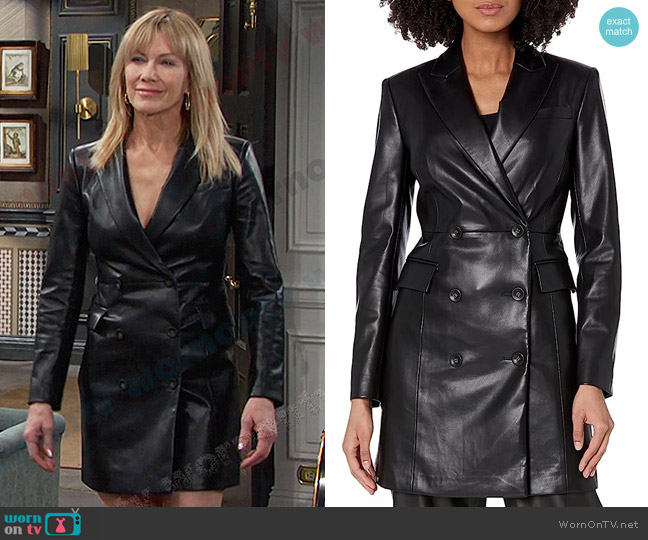 Bcbgmaxazria Faux Leather Double Breasted Blazer Dress worn by Kristen DiMera (Stacy Haiduk) on Days of our Lives