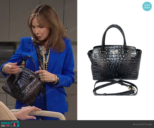 Brahmin Nadia Croc Embossed Satchel Bag worn by Kate Roberts (Lauren Koslow) on Days of our Lives