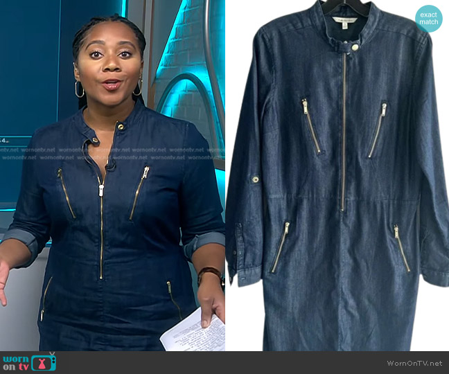 Calvin Klein Denim Dress with Zipper Details worn by Kay Angrum on NBC News Daily