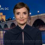 Catherine Herridge’s navy twist neck dress on CBS Evening News