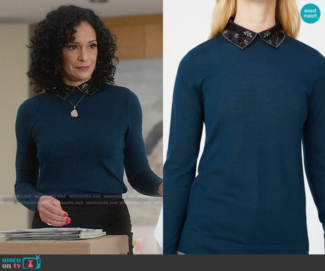 Club Monaco Onalee Sweater worn by Francey (Rosa Arredondo) on So Help Me Todd