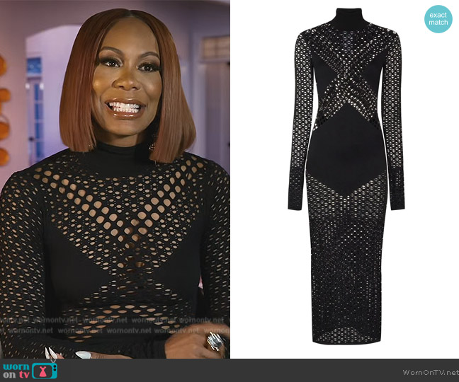 Dion Lee Pointelle-knit fitted dress worn by Sanya Richards-Ross on The Real Housewives of Atlanta