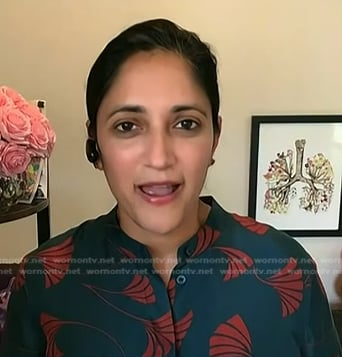Dr Kavita Patel’s teal printed blouse on NBC News Daily