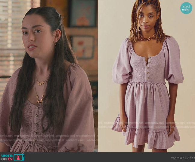 by Free People Summer Picnic Mini Dress worn by Annie Sullivan (Anneliese Judge) on Sweet Magnolias