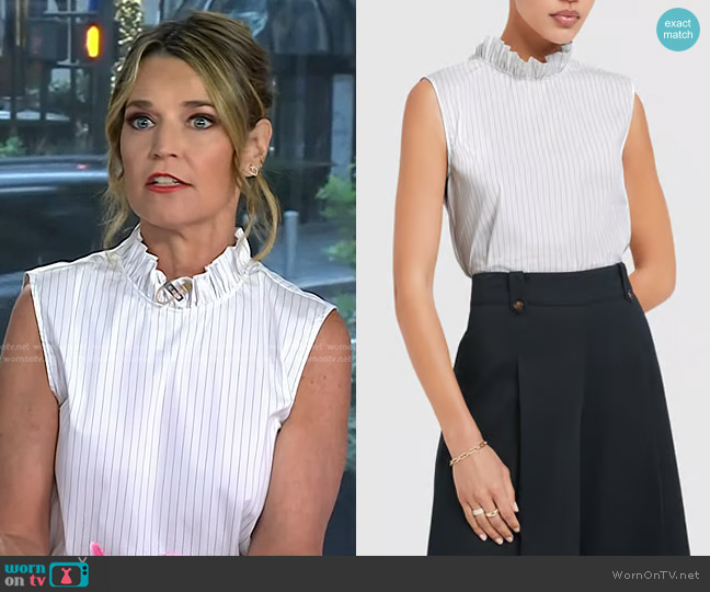 G. Label Skinner Ruffle-Trim Top worn by Savannah Guthrie on Today