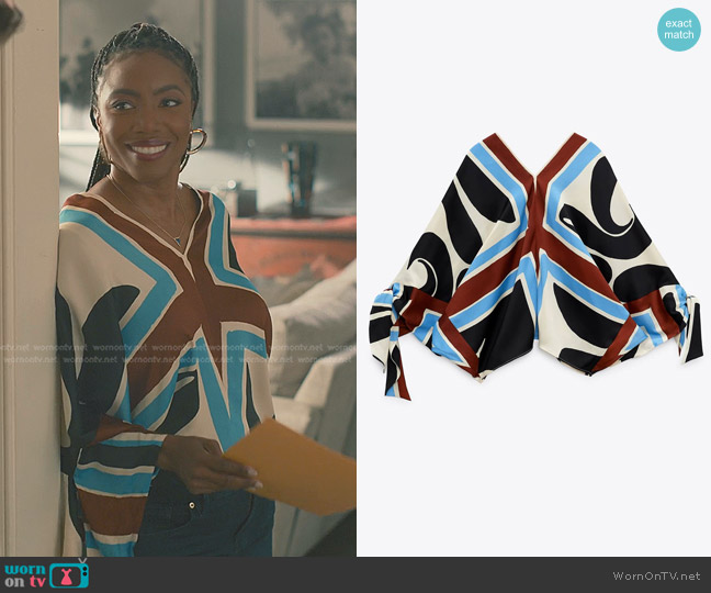 Zara Printed Blouse worn by Helen Decatur (Heather Headley) on Sweet Magnolias