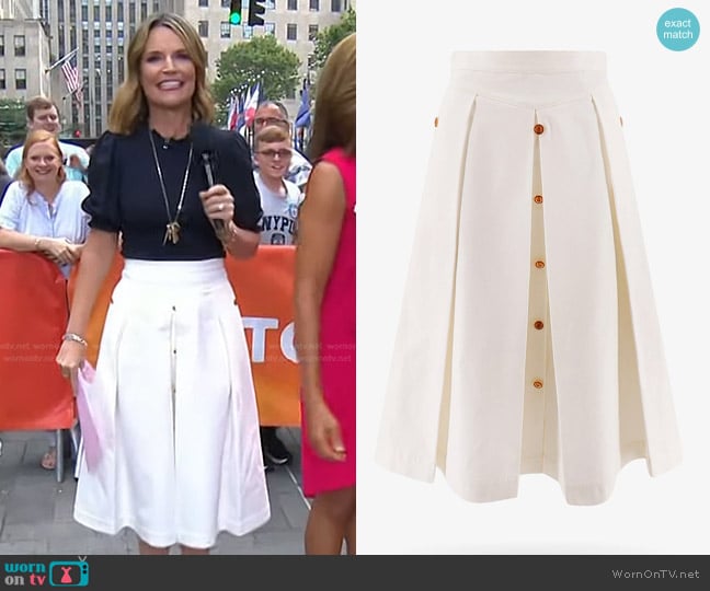 Gucci Pleated Flared Midi Skirt worn by Savannah Guthrie on Today
