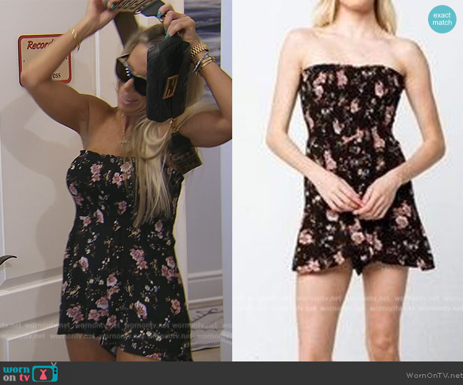 Ivy and Main Floral Smocked Tube Romper worn by Heather on The Real Housewives of Orange County