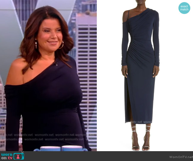 Jason Wu One-Shoulder Ruched Jersey Midi-Dress worn by Ana Navarro on The View