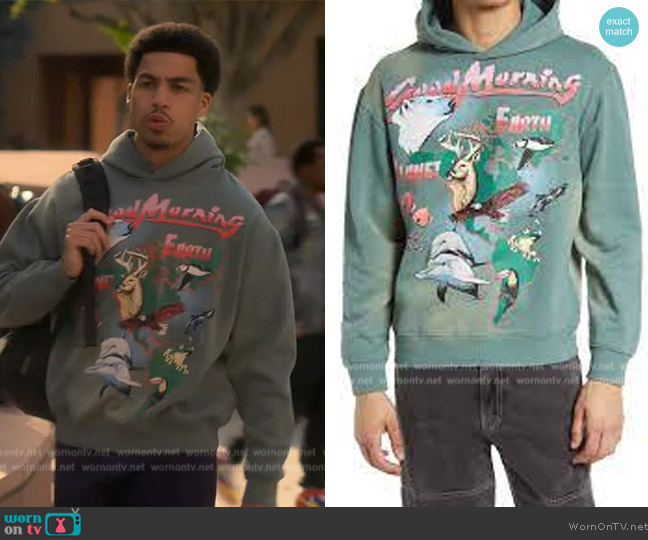 Jungles Planet Earth Graphic Hoodie worn by Andre Johnson, Jr. (Marcus Scribner) on Grown-ish