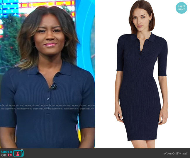 Lauren Ralph Lauren Rib-Knit Polo Sweaterdress worn by Janai Norman on Good Morning America