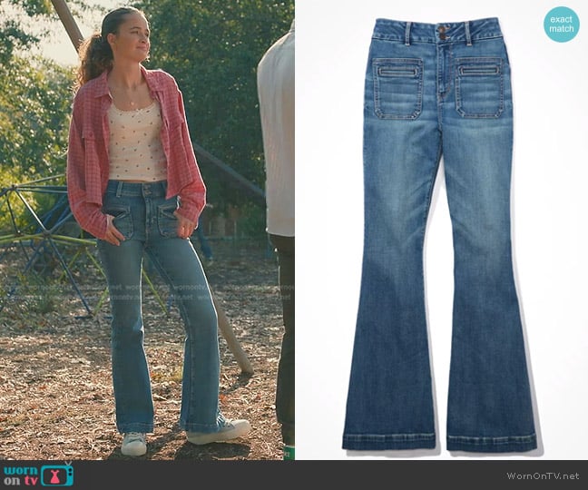 American Eagle Super High-Waisted Flare Jean worn by Cece (Harlan Drum) on Sweet Magnolias