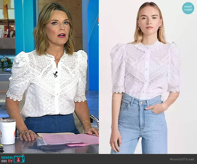 Love The Label Paola Top worn by Savannah Guthrie on Today