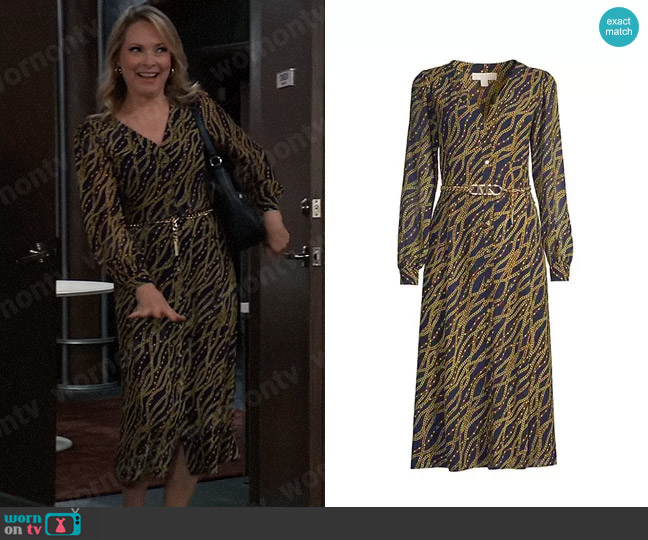 MICHAEL Michael Kors Chain Belt Button Front Dress worn by Gladys Corbin (Bonnie Burroughs) on General Hospital