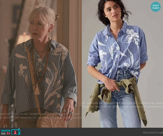 Maeve Alaina Swing Floral Striped Shirt worn by (Caroline Lagerfelt) on Sweet Magnolias