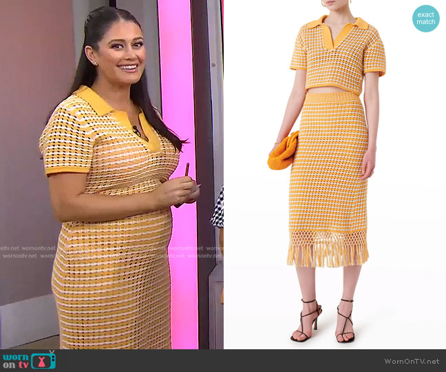 Derek Lam 10 Crosby Merlin Knit Polo Top worn by Ashlee Glazer on Today