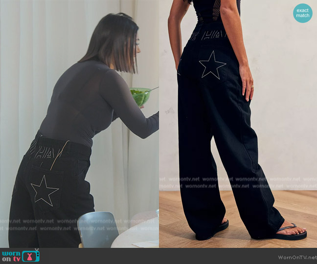 Niihai Black Baggy Jeans worn by Kourtney Kardashian (Kourtney Kardashian) on The Kardashians