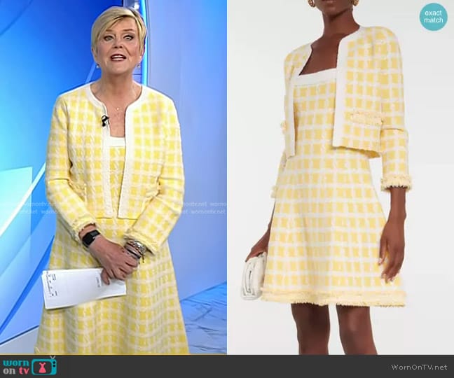 Oscar de la Renta Gingham Tweed Minidress worn by Anne Thompson on Today
