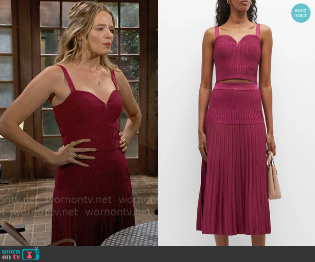 Paola Bernardi Giorgina Top in Raspberry worn by Summer Newman (Allison Lanier) on The Young and the Restless