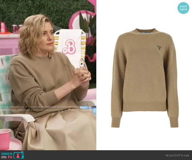 Prada Chest Logo Embroidered Jumper worn by  on Good Morning America