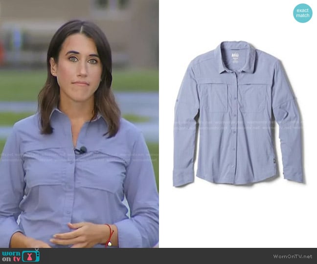 Rei Sahara Button Up Long Sleeve Shirt worn by Maggie Vespa on Today