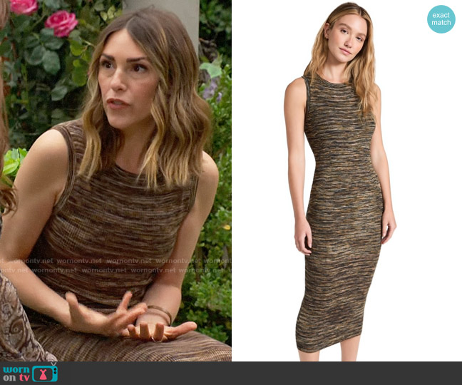 Ramy Brook Thorne Dress in Clover Combo worn by Chloe Mitchell (Elizabeth Hendrickson) on The Young and the Restless
