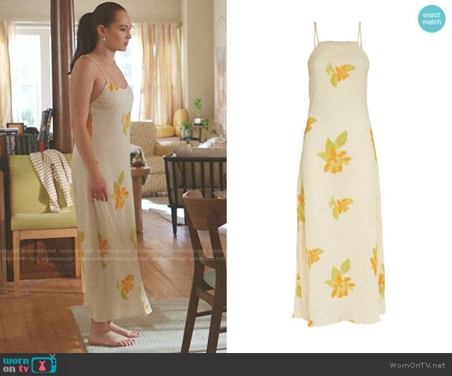Savannah Morrow Andria Floral-Print Silk And Bamboo-Blend Crepon Maxi Dress worn by Belly Conklin (Lola Tung) on The Summer I Turned Pretty