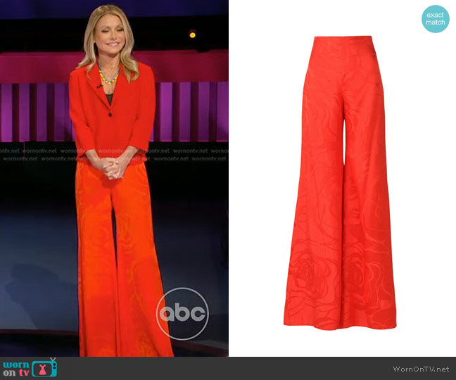 Silvia Tcherassi Grotte Floral-Jacquard Trousers worn by Kelly Ripa on Generation Gap