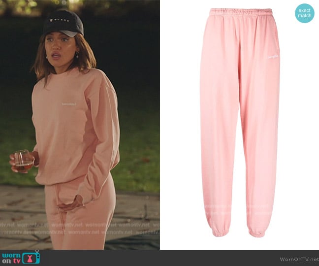 Sporty and Rich Logo-embroidered cotton track pants worn by Brynn Whitfield on The Real Housewives of New York City