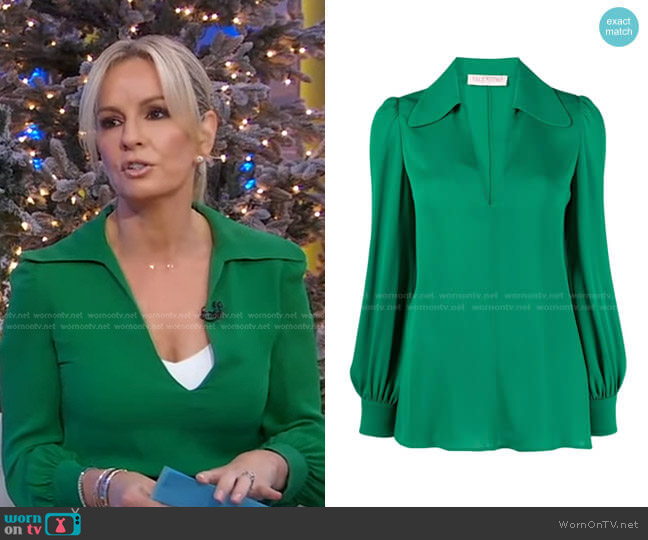Valentino Spread-Collar Silk Top worn by Dr. Jennifer Ashton on Good Morning America