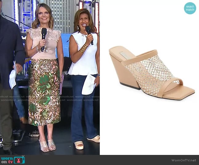 Stella McCartney Crystal Mesh Slide Sandal worn by Savannah Guthrie on Today