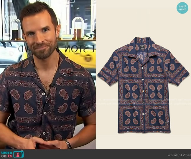 Todd Snyder Bandana Camp Shirt worn by Preston Konrad on Access Hollywood