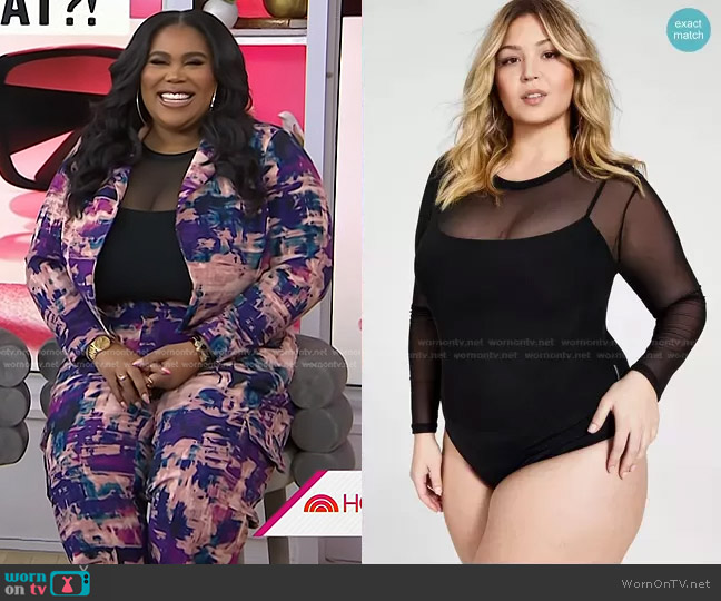Nina Parker Trendy Plus Size Mesh Bodysuit worn by Nina Parker on Today