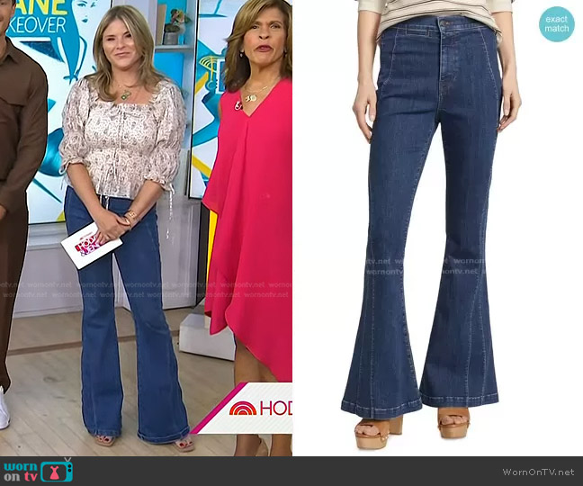 Veronica Beard Sheridan Seamed High-Rise Bell-Bottom Jeans worn by Jenna Bush Hager on Today