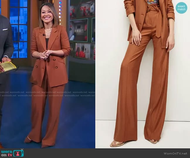 Veronica Beard Sunny Belted Pants worn by Eva Pilgrim on Good Morning America
