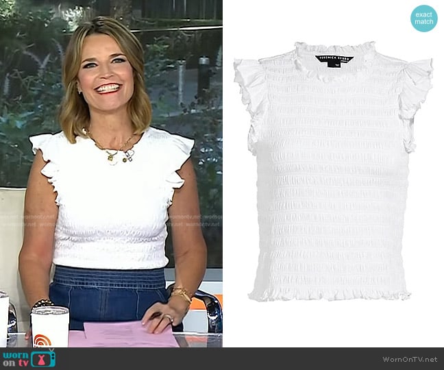 Veronica Beard Wyles Smocked Tank worn by Savannah Guthrie on Today