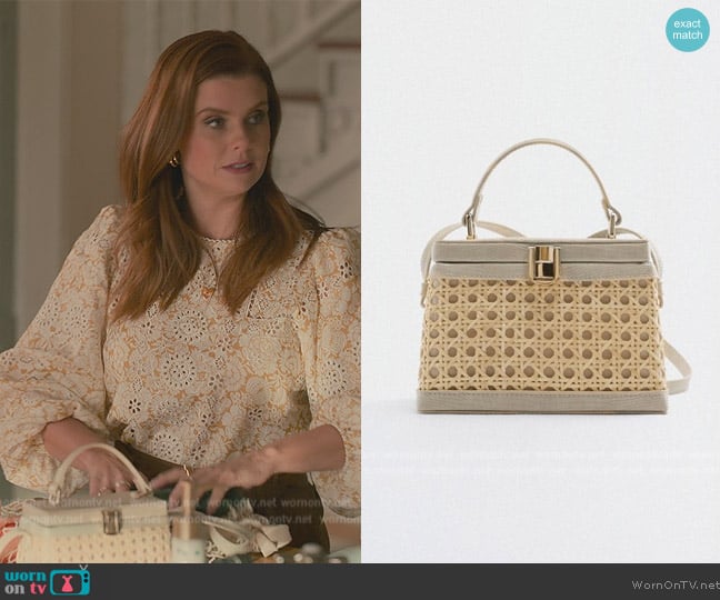 Zara Rattan Box Bag worn by Maddie Townsend (JoAnna Garcia Swisher) on Sweet Magnolias