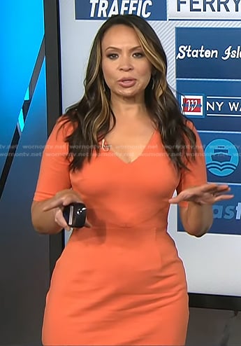 Adelle’s orange v-neck sheath dress on Today