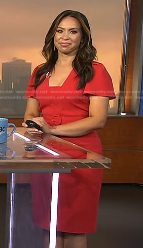 Adelle’s red belted dress on Today