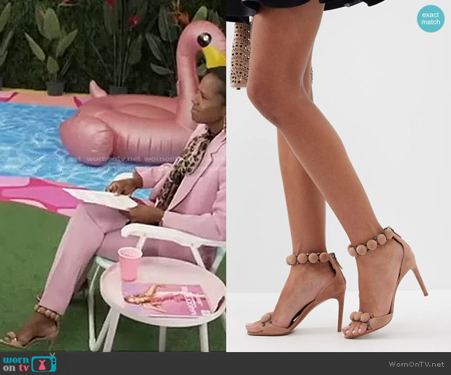 Alaia La Bombe 90 Suede Sandals worn by Deborah Roberts on Good Morning America