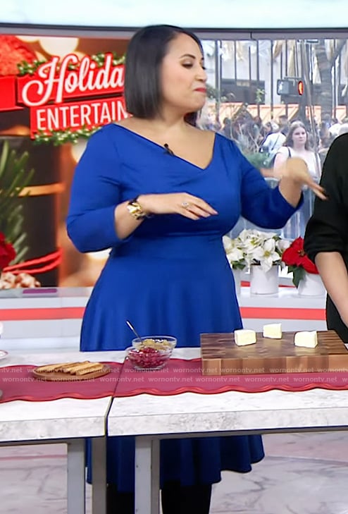 Alejandra’s blue cowl neck dress on Today