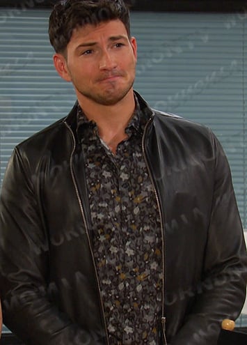 Alex’s black floral print shirt on Days of our Lives