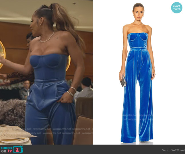 Alex Perry Velvet Bloom Strapless Bustier Top worn by Sheree Whitefield on The Real Housewives of Atlanta