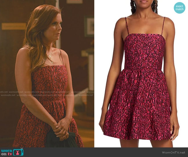 Alice + Olivia Jamila Fit-&-Flare Dress worn by Maddie Townsend (JoAnna Garcia Swisher) on Sweet Magnolias