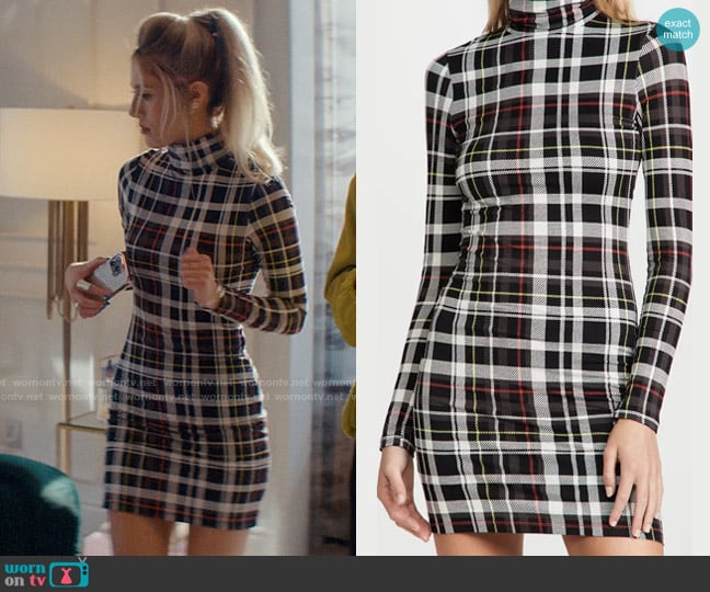 Alice + Olivia Delora Turtleneck Dress in Freedom Plaid Black worn by Alyssasays (Lisa Gilroy) on Glamorous