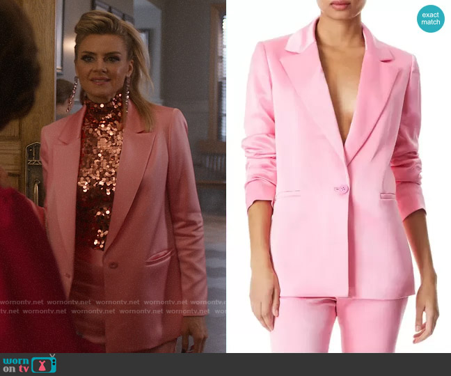 Alice + Olivia Denny Boyfriend Blazer in Primrose worn by Veronica Caron (Eliza Coupe) on So Help Me Todd